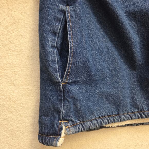 Old Navy Women's L Denim Sherpa Lined Jean Jacket Button Up Pockets Blue - Picture 8 of 16